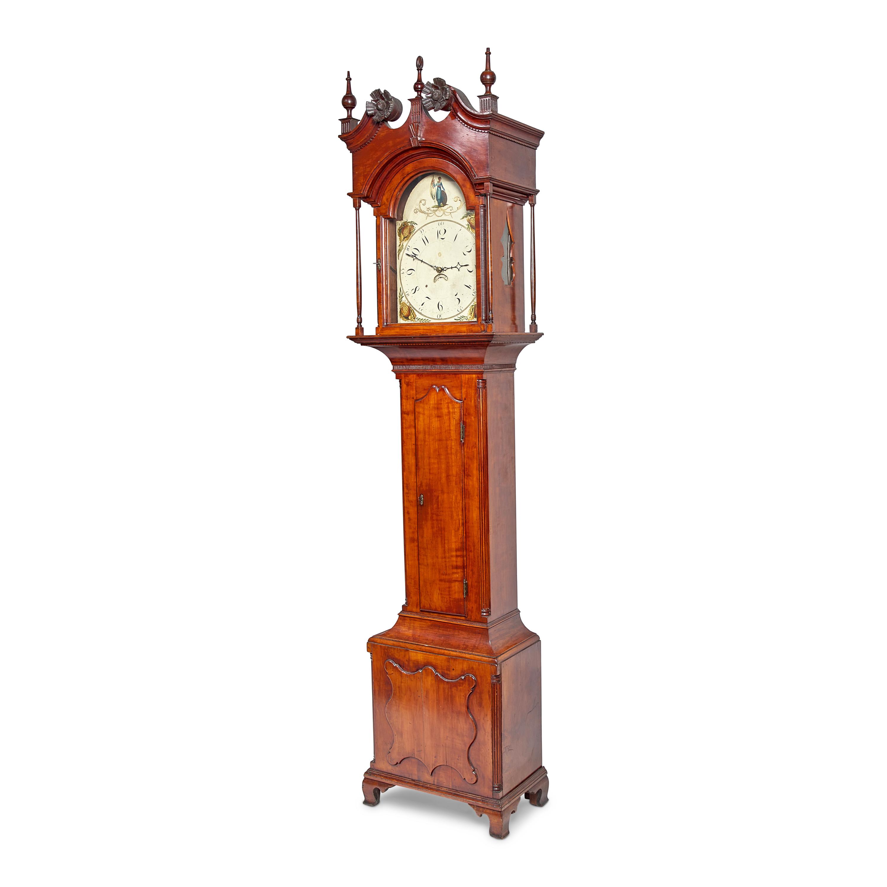 A Chippendale Carved Cherry Tall Case Clock