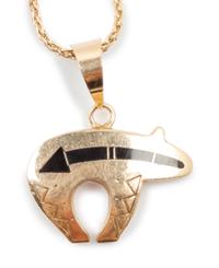 Yellow Gold Bear Pendant and Gold Chain