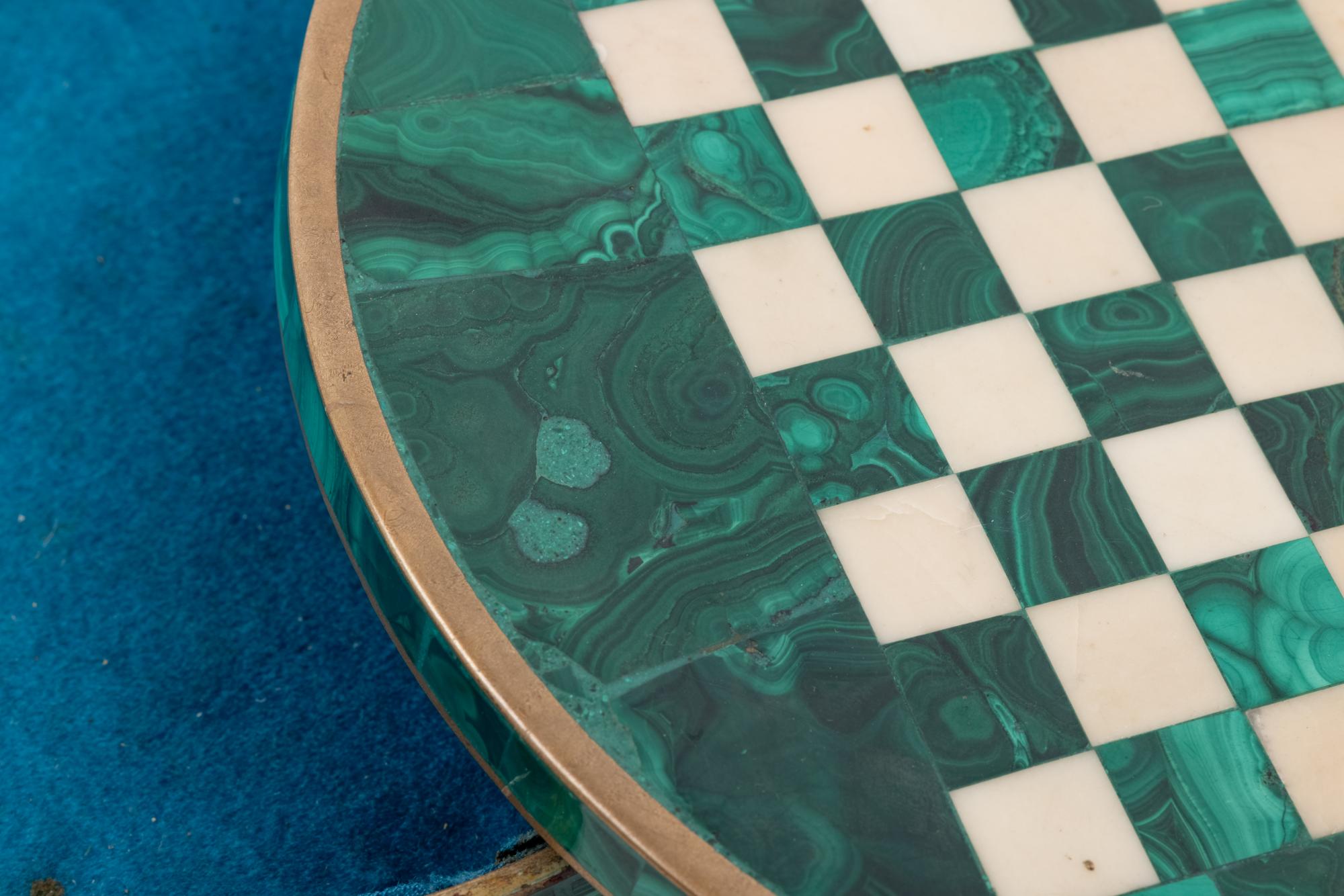 A Malachite Mounted Bronze Game Box
