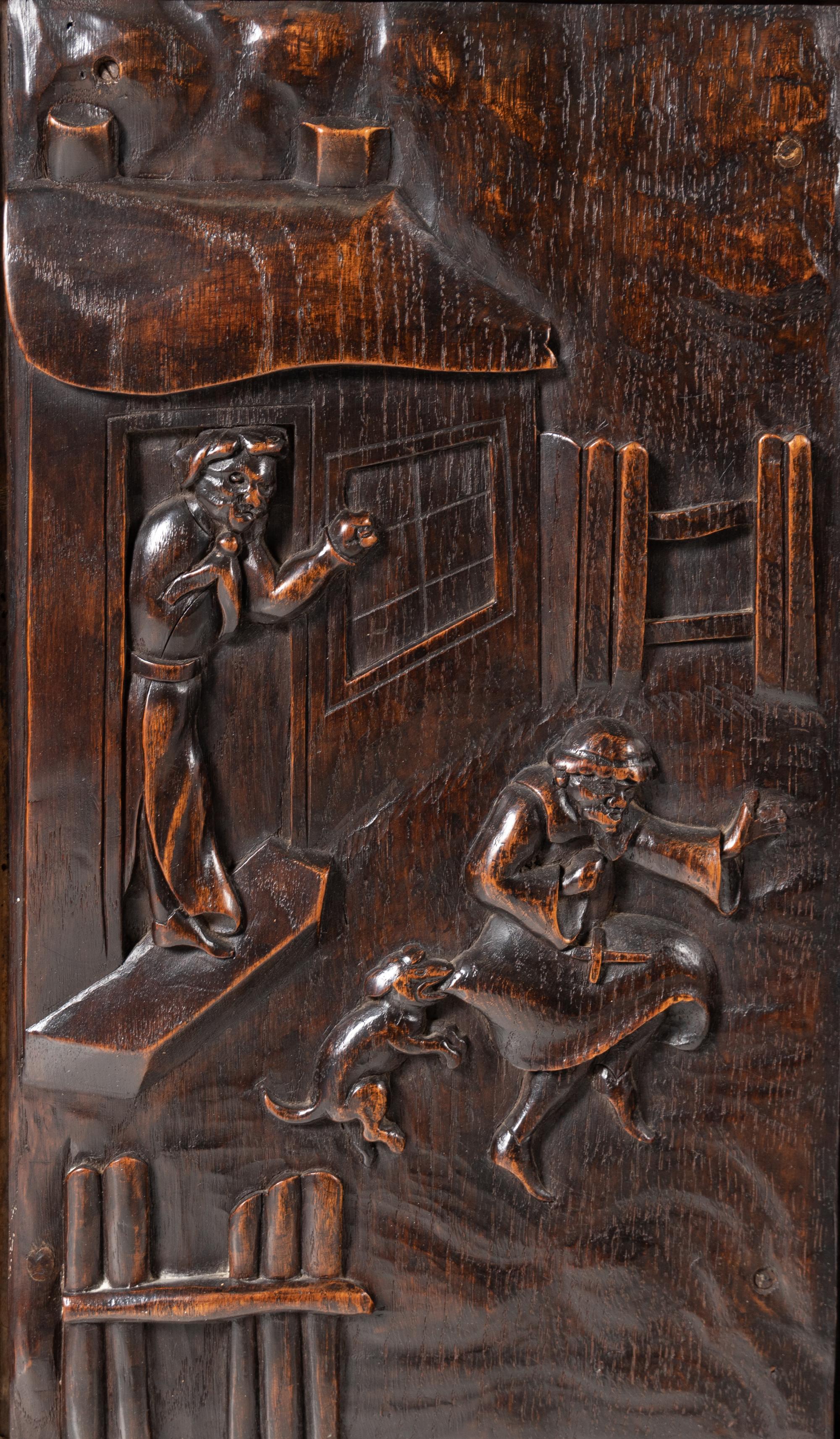 A Continental Carved Oak Wardrobe Cabinet