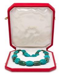A Turquoise and Jade Bead Necklace, Georgina Ward,