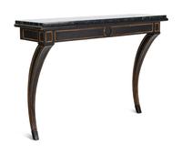 A Black-Painted and Parcel-Gilt Marble-Top Pier Table