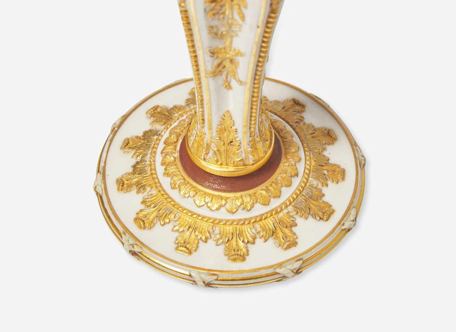 A Pair of Wedgwood Victoria Ware Candlesticks, UK, 1880s