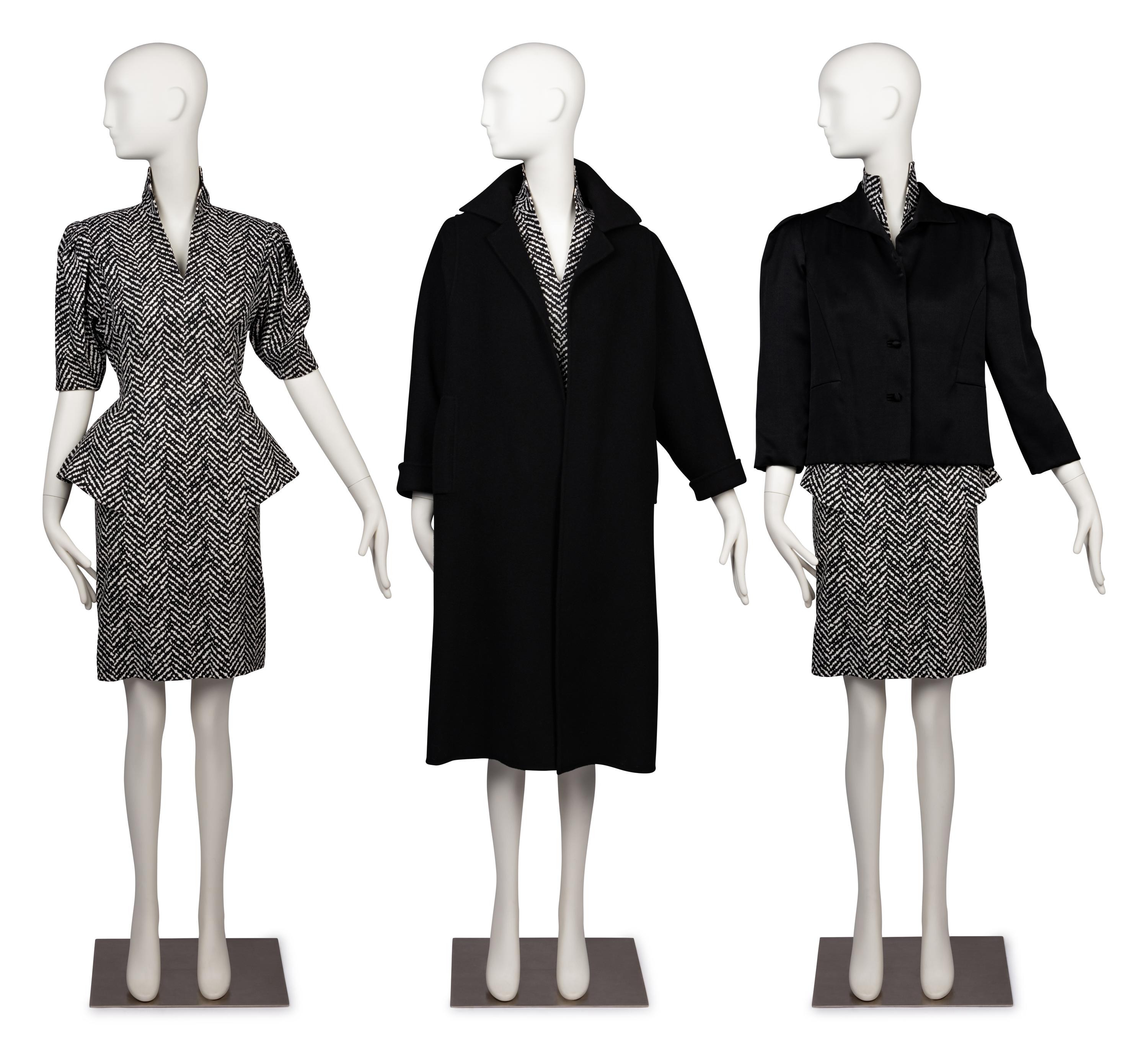 Three La Mendola Garments: Dress, Jacket, Coat, 1980s
