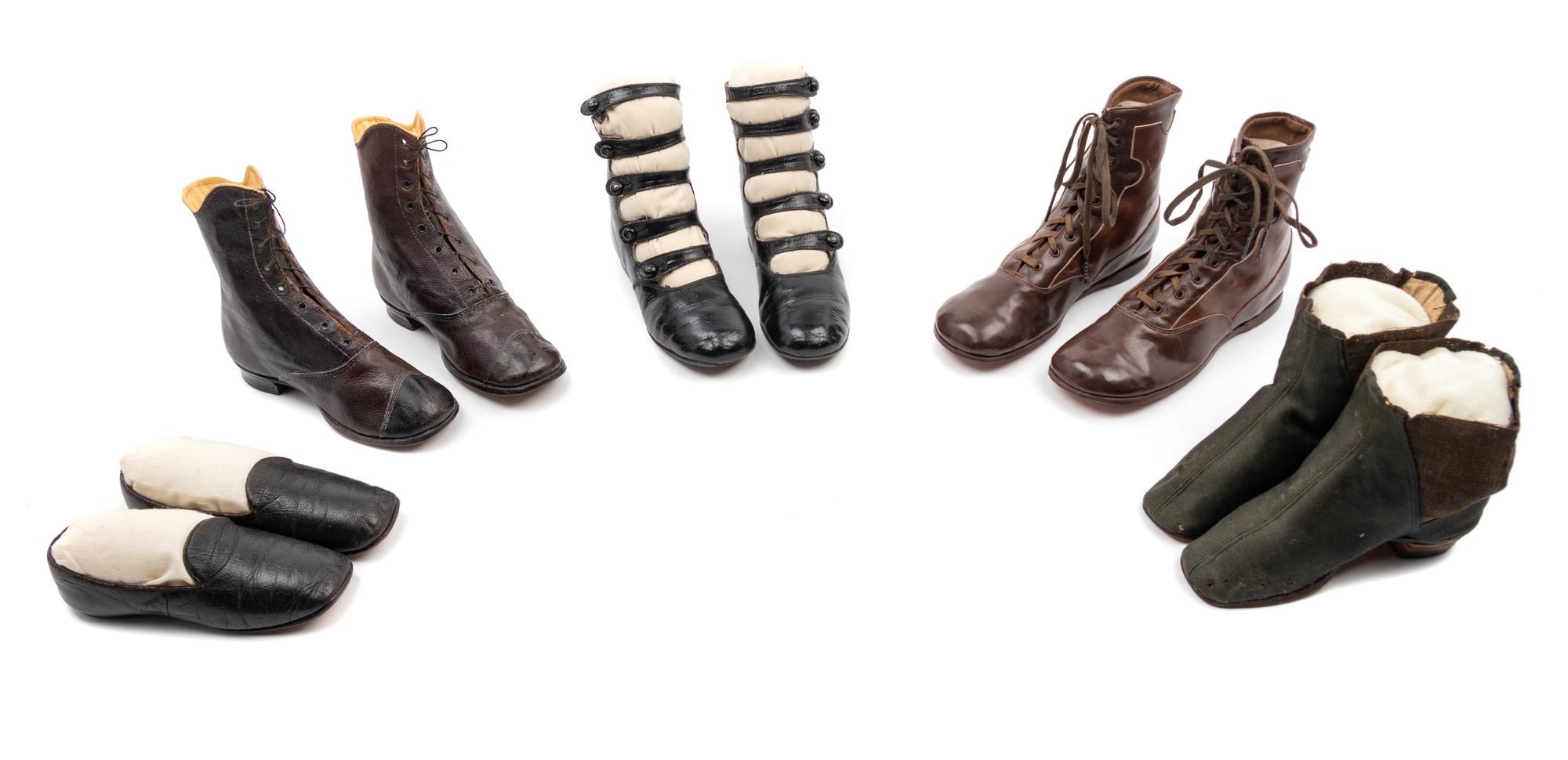 Collection of Five Pairs of Children's Shoes, 19th and Early 20th Century