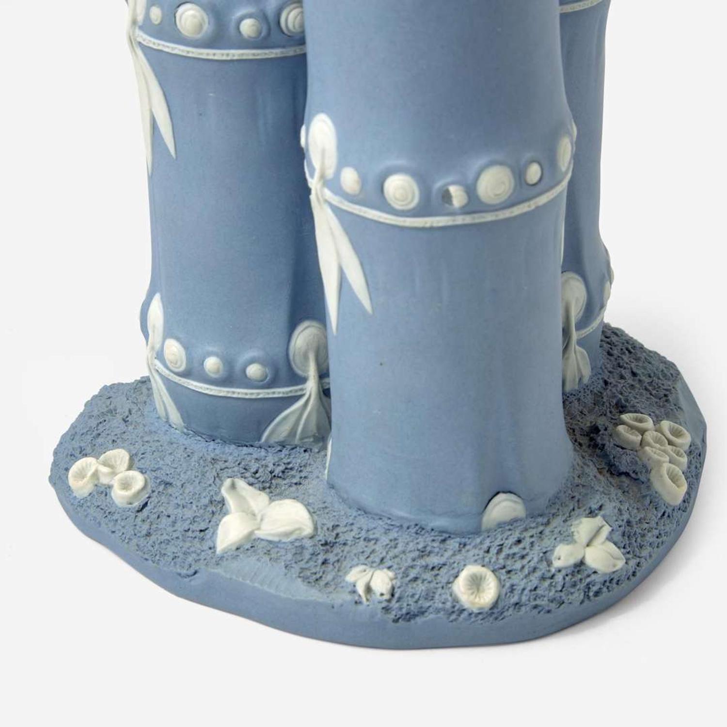 A Wedgwood Solid Blue Jasperware Three Cane Bamboo-Form Vase UK, circa 1790