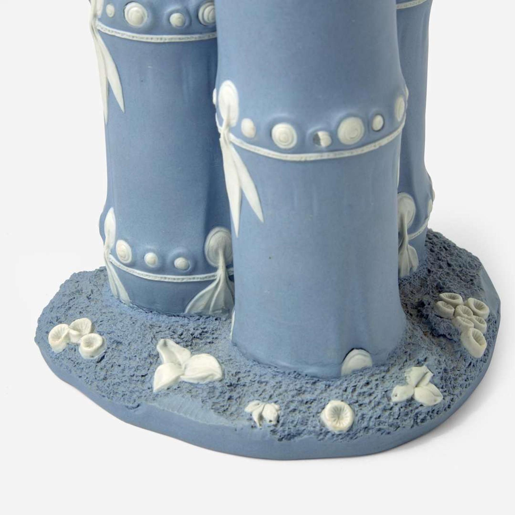 A Wedgwood Solid Blue Jasperware Three Cane Bamboo-Form Vase UK, circa 1790