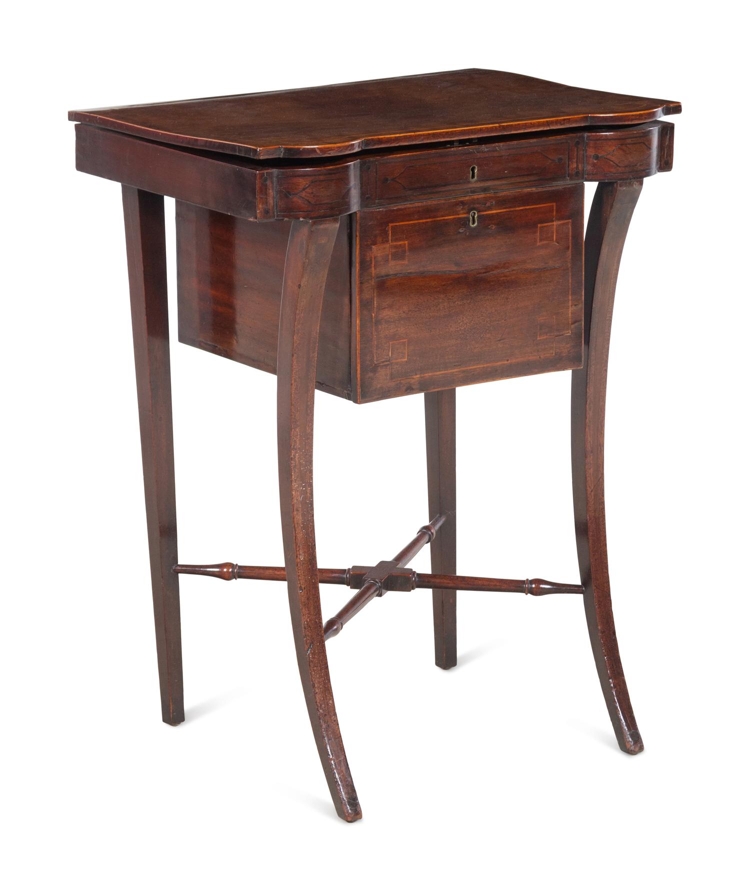 A Regency Satinwood Inlaid Mahogany Sewing Table