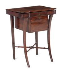A Regency Satinwood Inlaid Mahogany Sewing Table