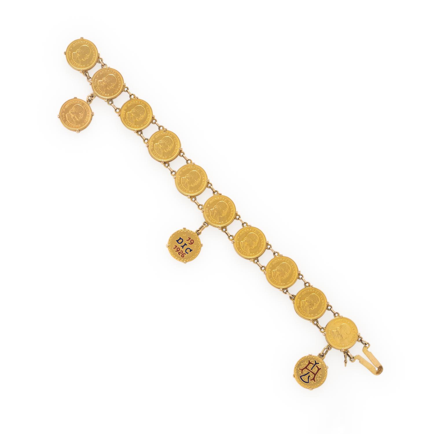 Yellow Gold Coin Bracelet