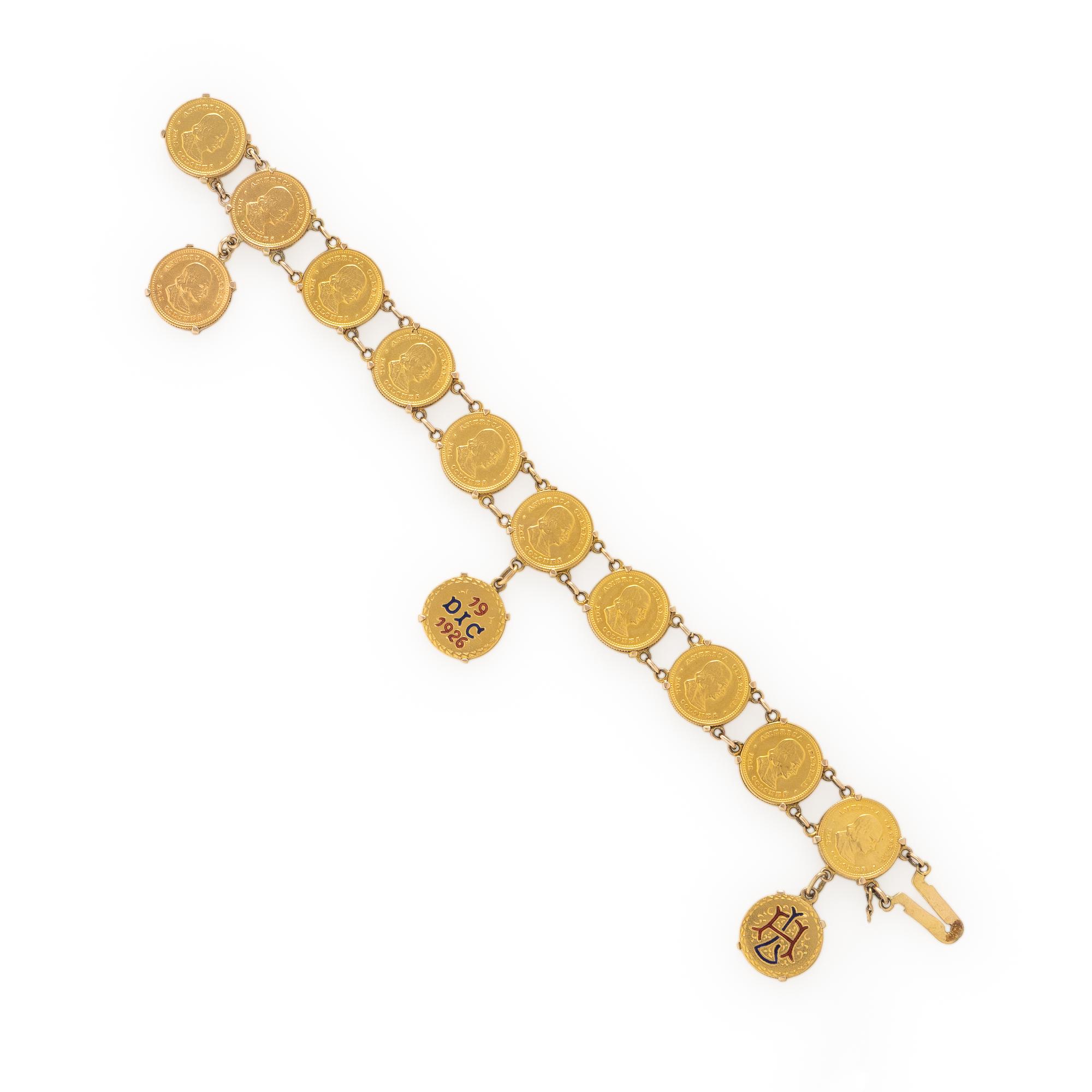 Yellow Gold Coin Bracelet