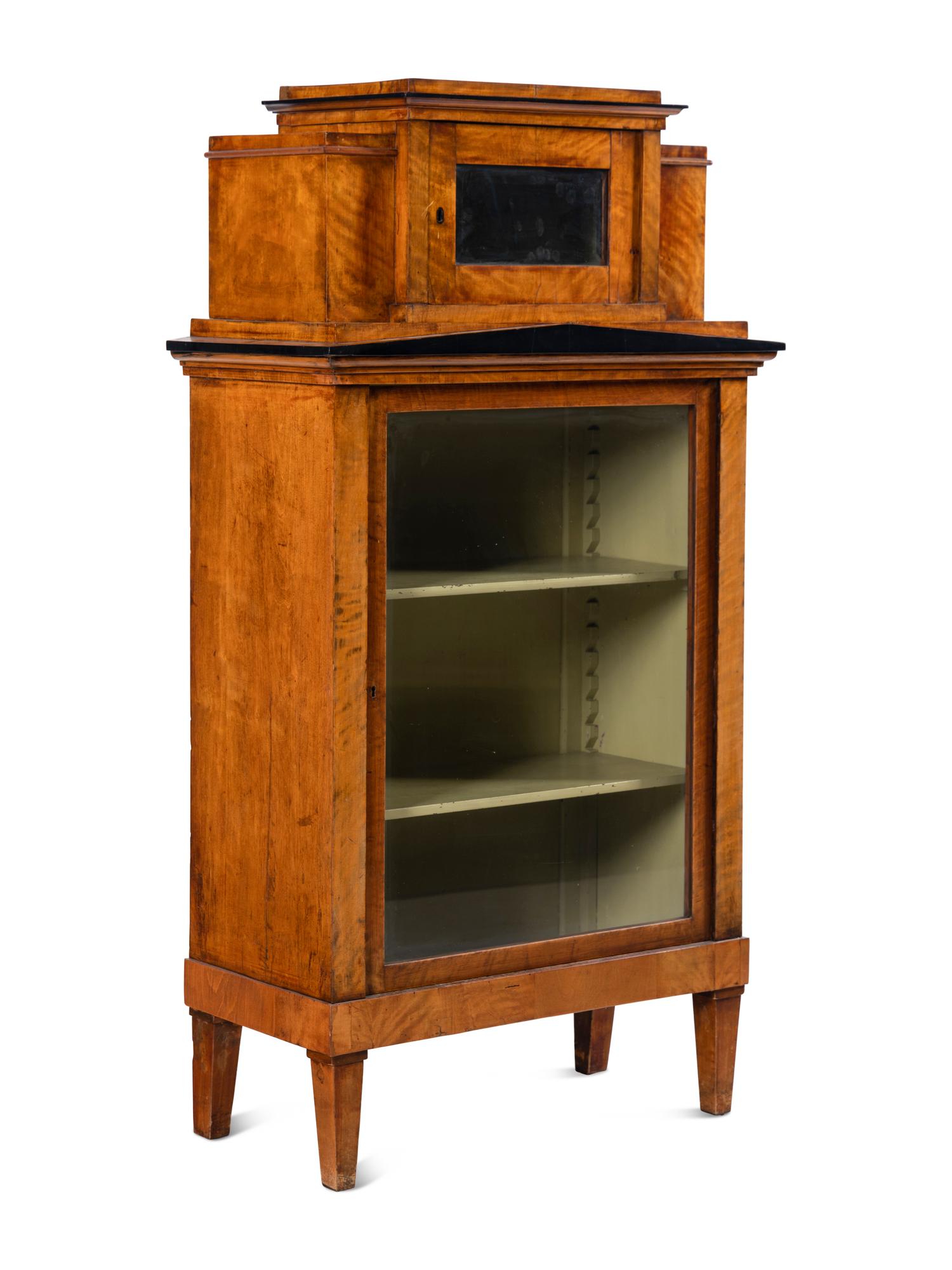 A Biedermeier Maple Vitrine Cabinet