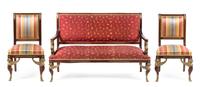 An Empire Style Gilt Bronze Mounted Mahogany Salon Suite Height of settee 41 1/2 x width 59 1/8 x depth 24 1/2 inches. — LATE 19TH CENTURY