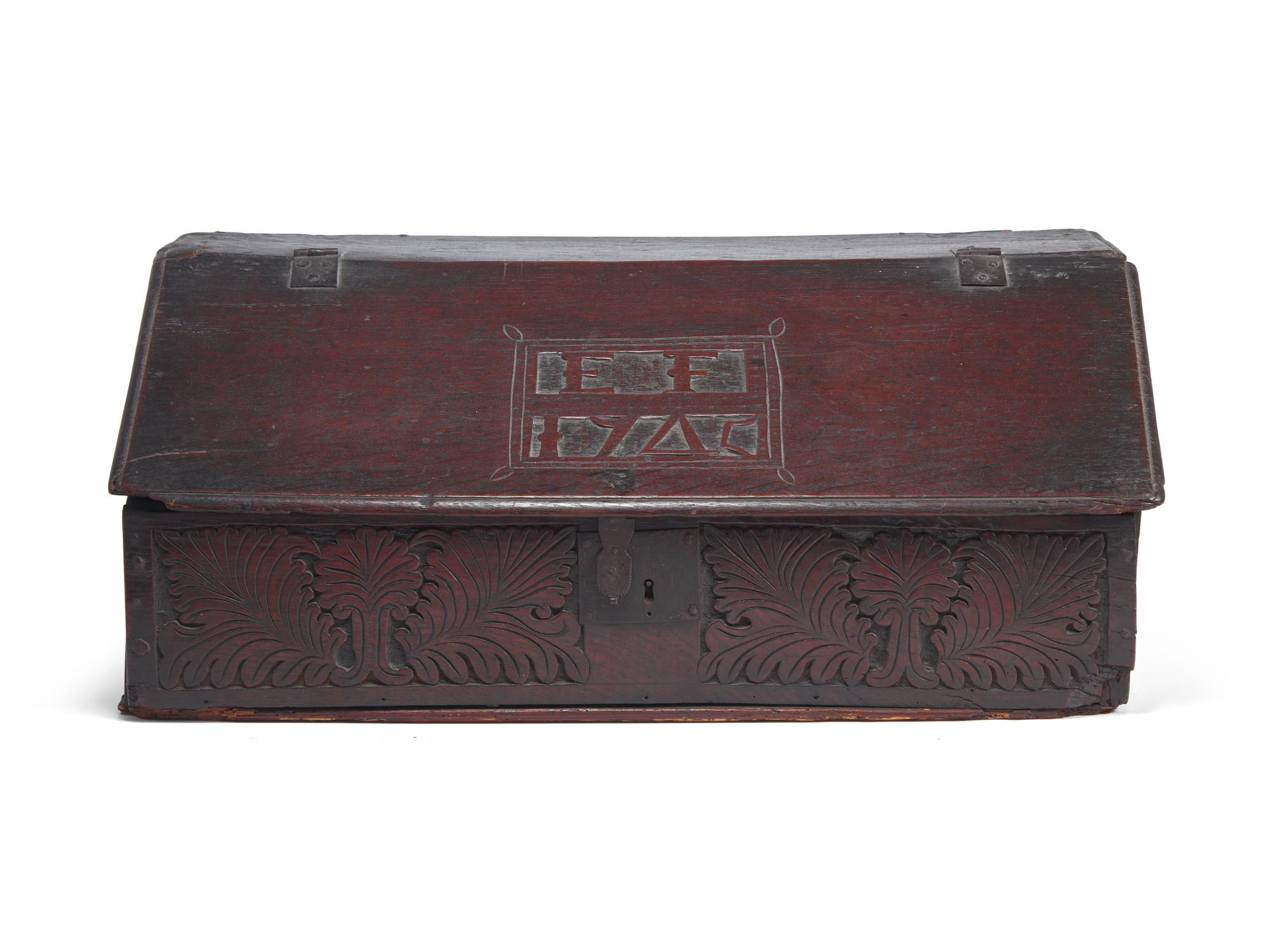 A William and Mary Carved Oak Document Box