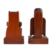 Decorative Northwest Coast-style Carved Wood Bookends