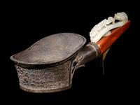 A Chinese White Jade Belt Hook-Mounted Iron