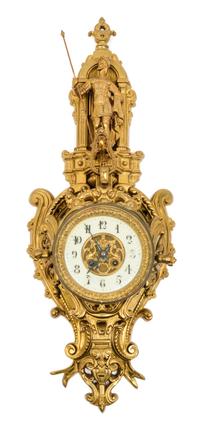 A Neoclassical Gilt Bronze Cartel Clock Height 30 1/2 inches. — 19TH CENTURY
