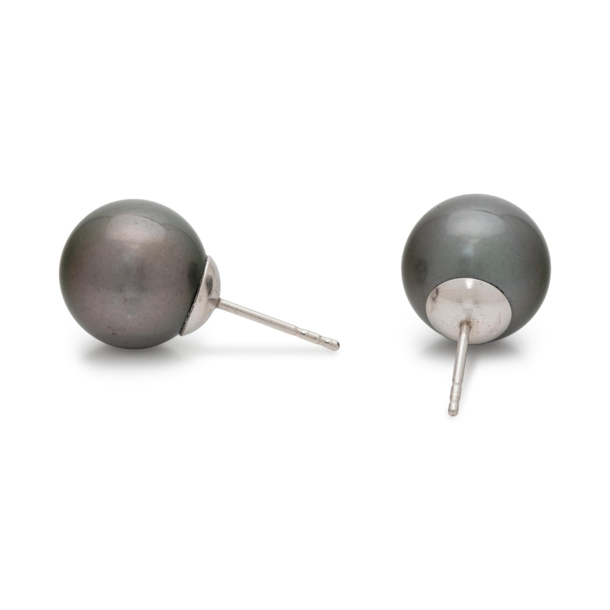 CULTURED TAHITIAN PEARL STUD EARRINGS