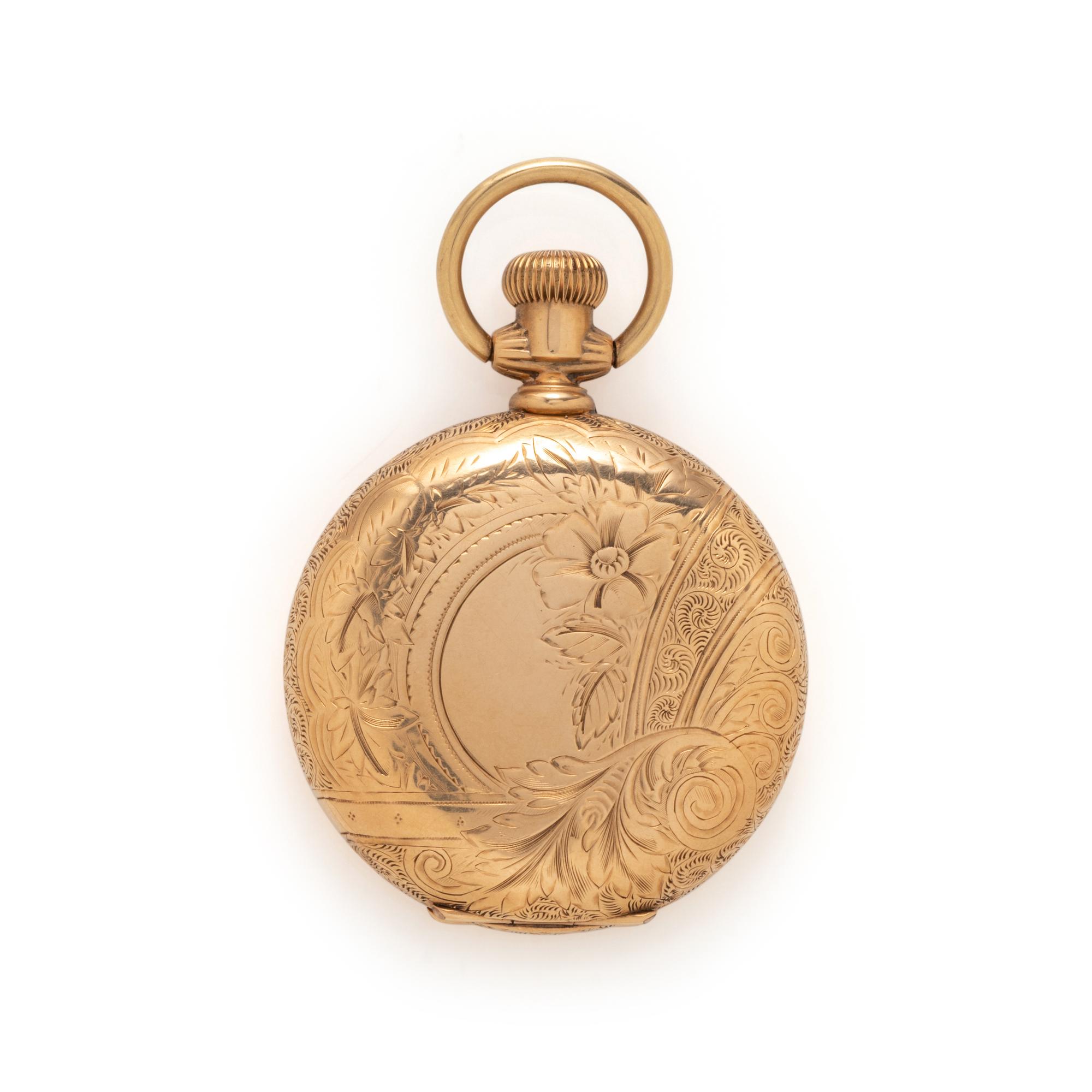 ELGIN, 14K YELLOW GOLD HUNTER CASE POCKET WATCH