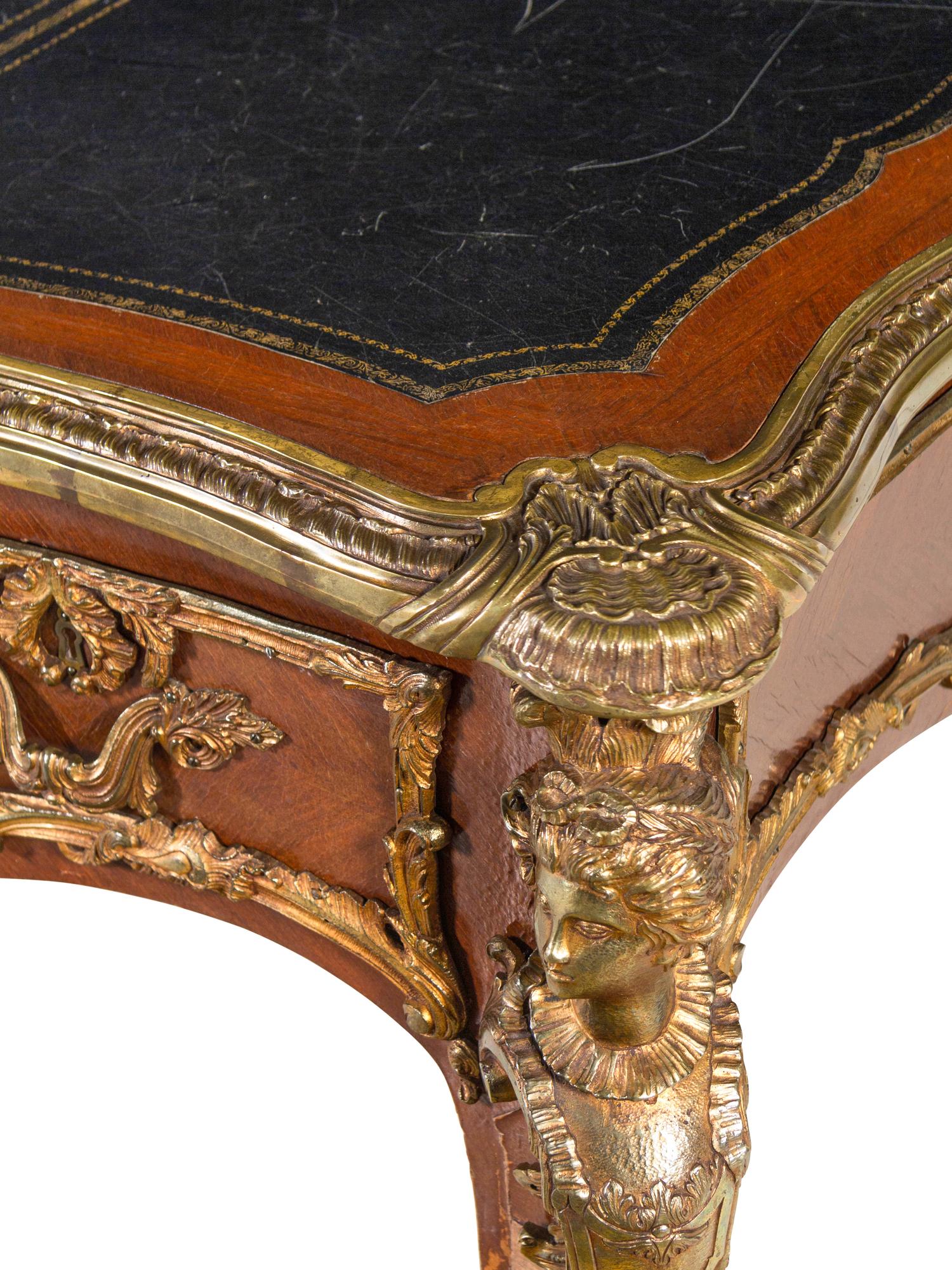 A Louis XV Style Gilt Bronze Mounted Bureau Plat