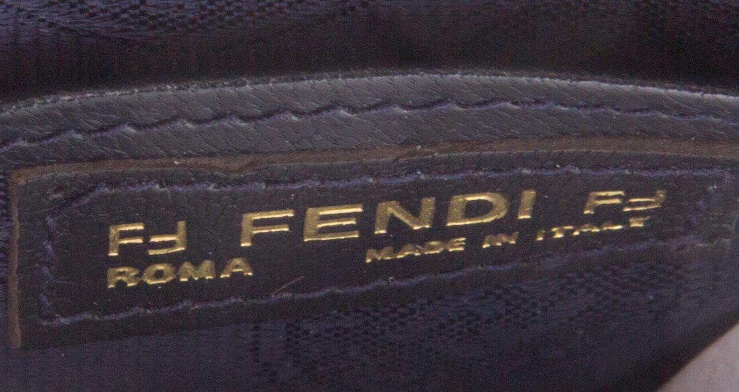 A Fendi Blue Leather Woven Bag, 9" x 6.5" x 2".