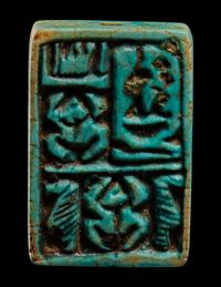 Two Egyptian Faience Seals and an Inscribed Bead