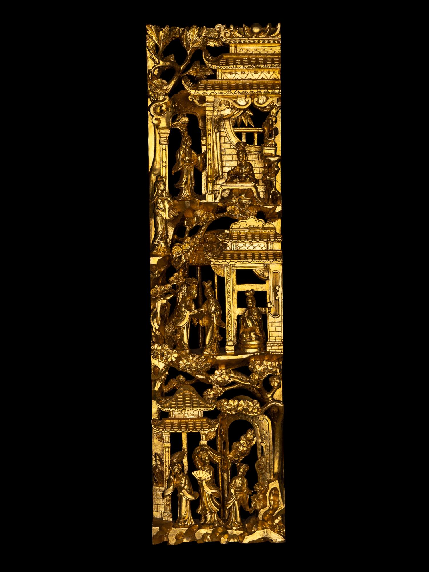 Two Chinese Gilt Wood Wall Panels
