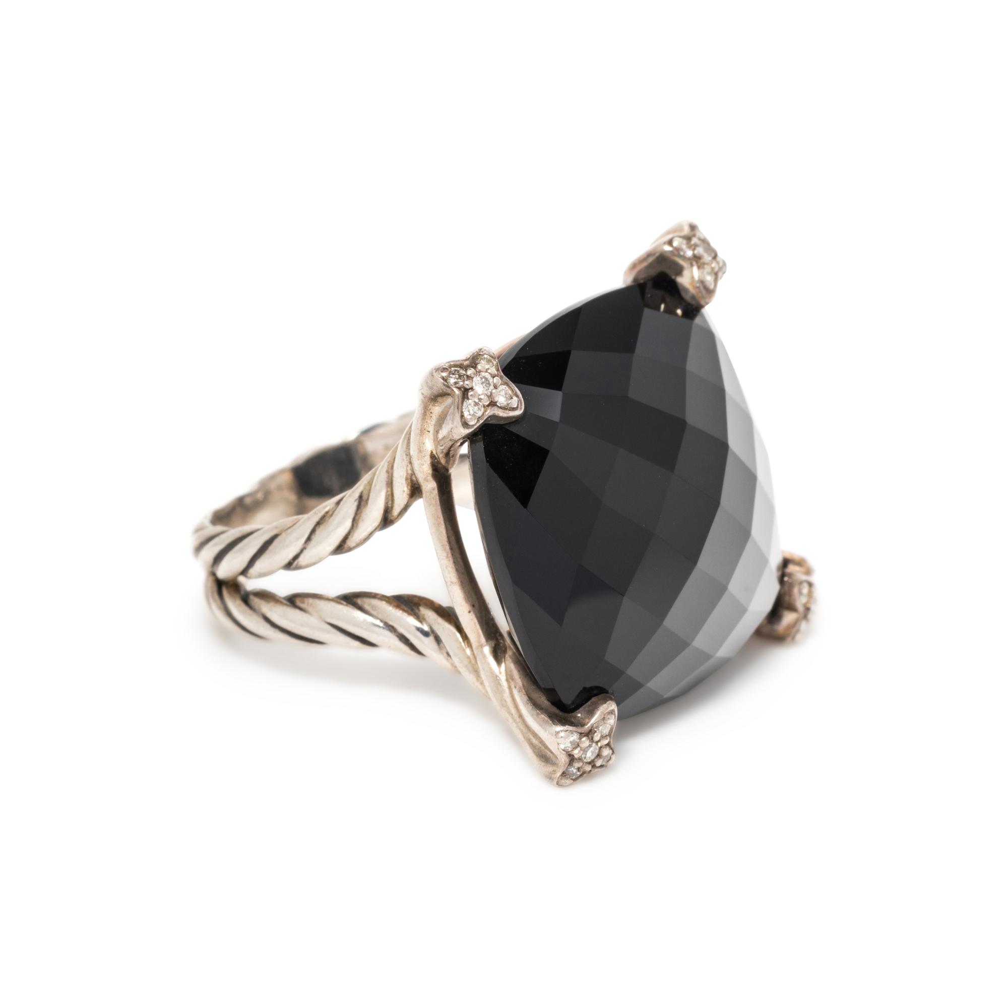 DAVID YURMAN, ONYX AND DIAMOND 'CHATELAINE' RING