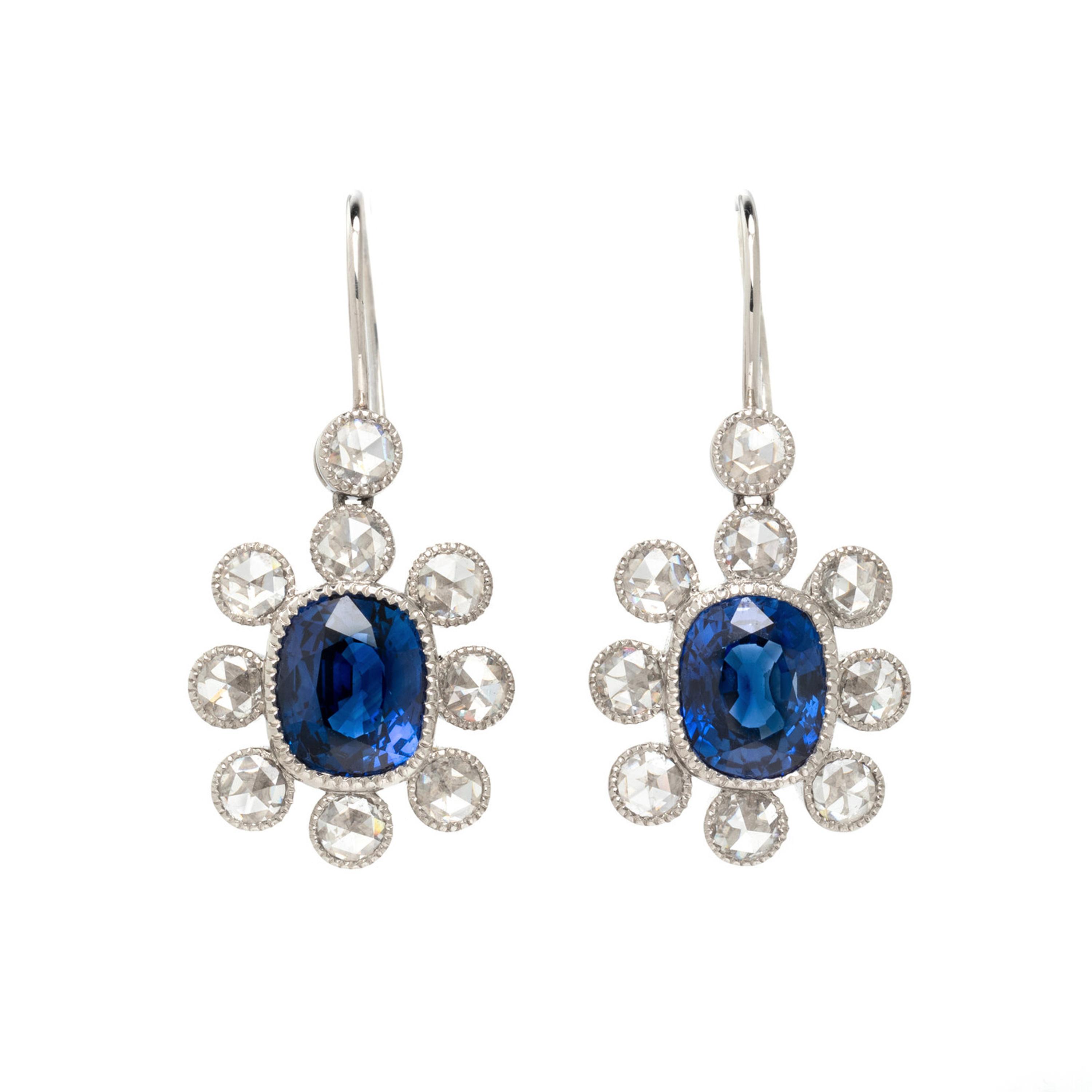 SAPPHIRE AND DIAMOND EARRINGS