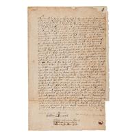 [Plymouth Colony]. Alden, John (ca 1598-1687). Autograph endorsement signed, n.p. [Duxbury, MA?], 5 March 1668-1669.