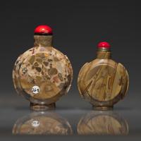 Two Chinese Puddingstone Snuff Bottles, 18th-19th Century — 清中期 抱子石鼻煙壺兩支