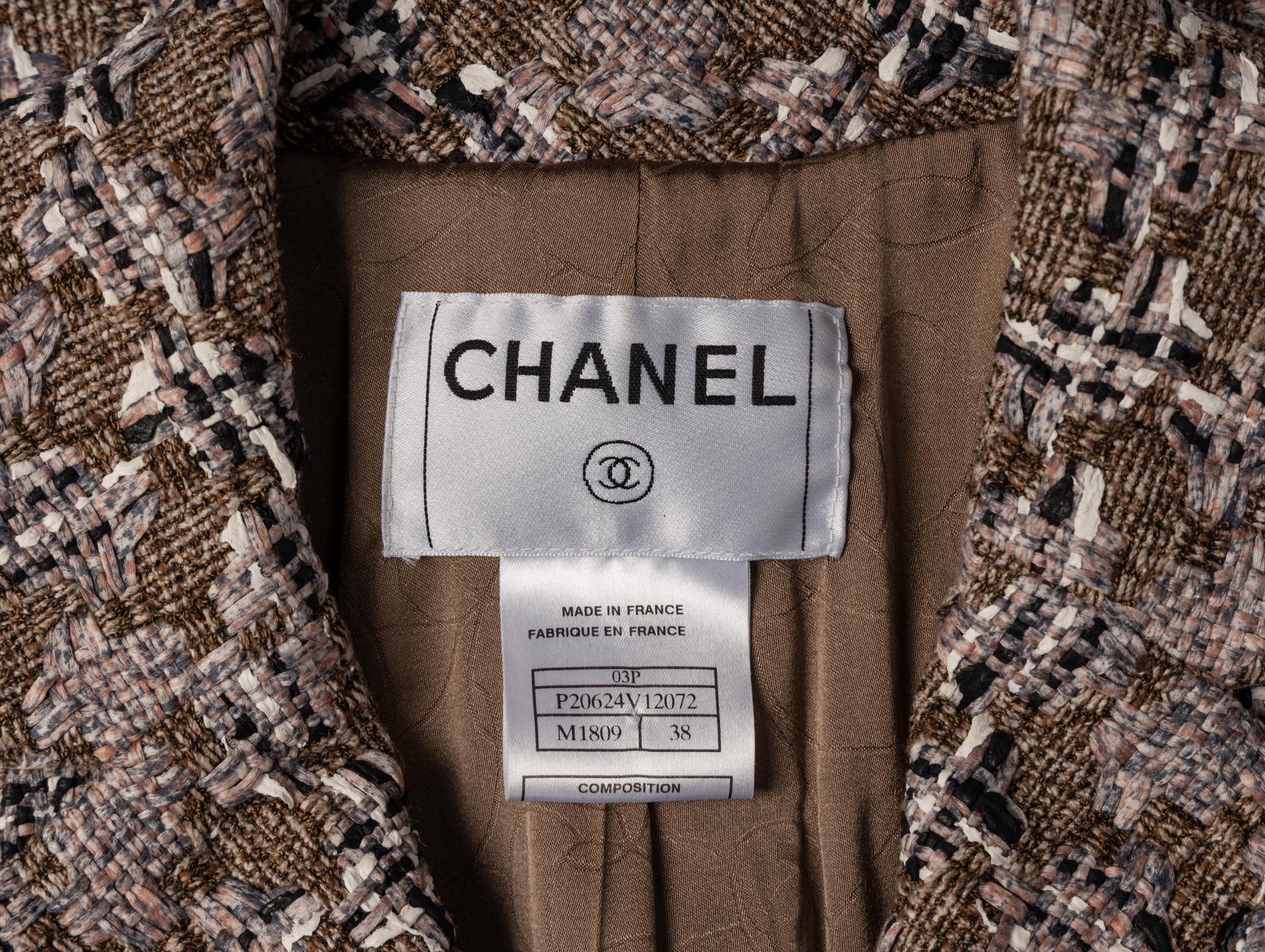 Chanel, Brown Checked Tweed Jacket