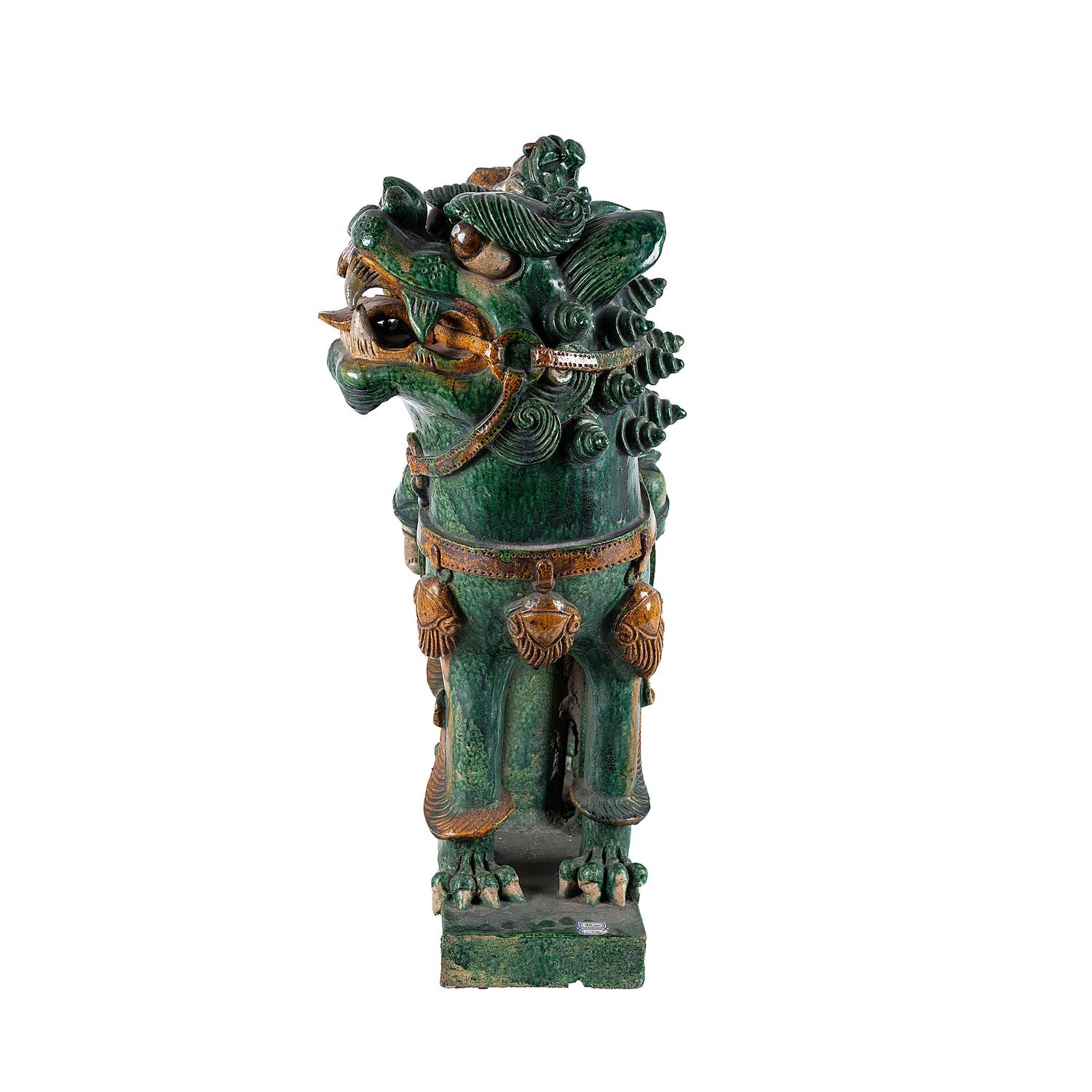 A Terracotta Foo Dog Roof Tile