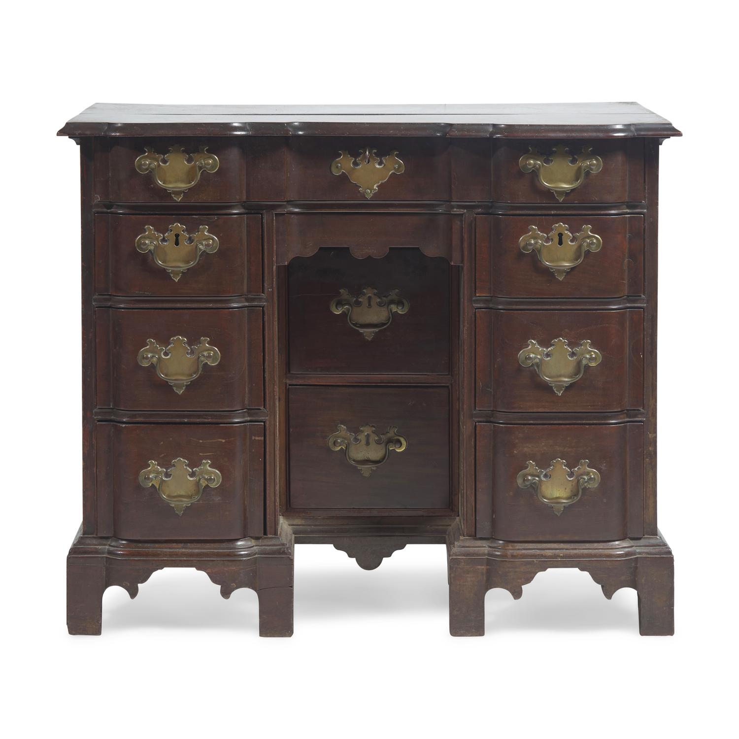 A Chippendale Mahogany Block-Front Kneehole Desk