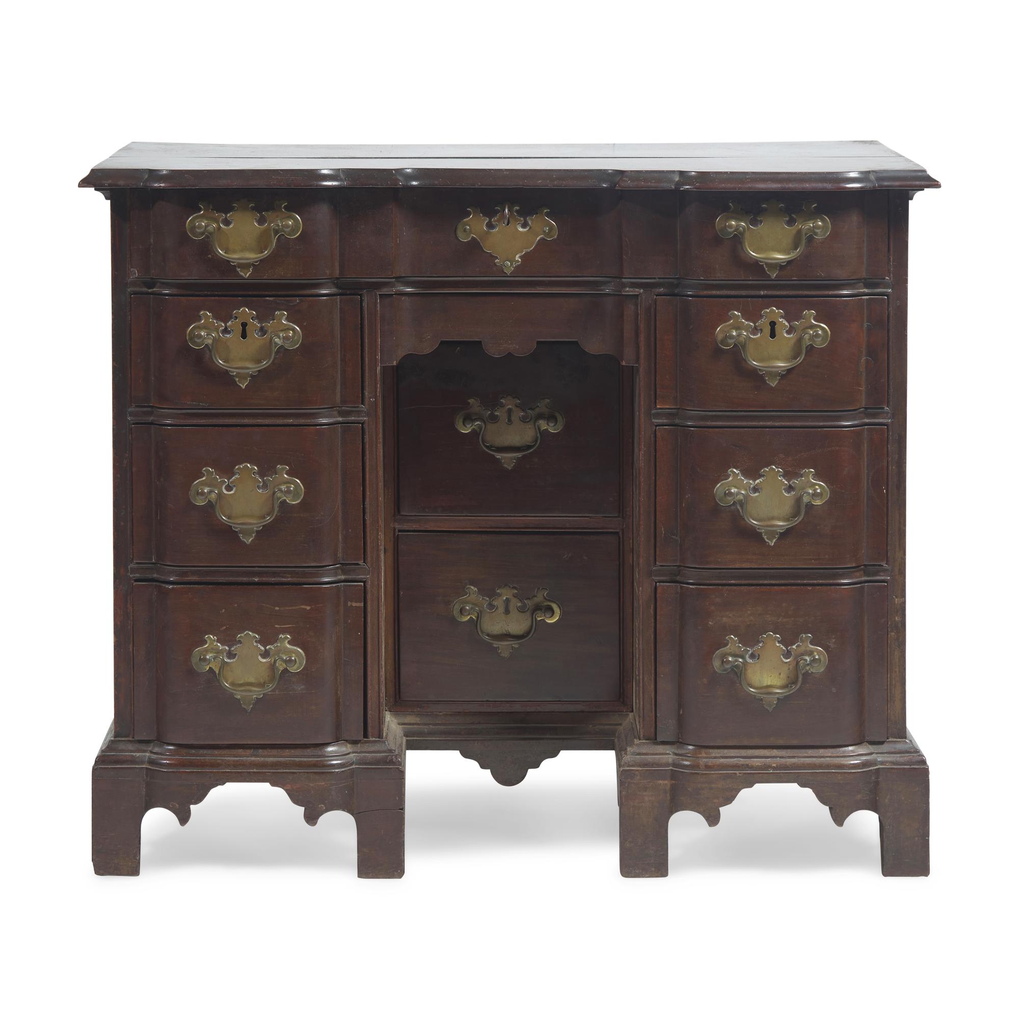 A Chippendale Mahogany Block-Front Kneehole Desk