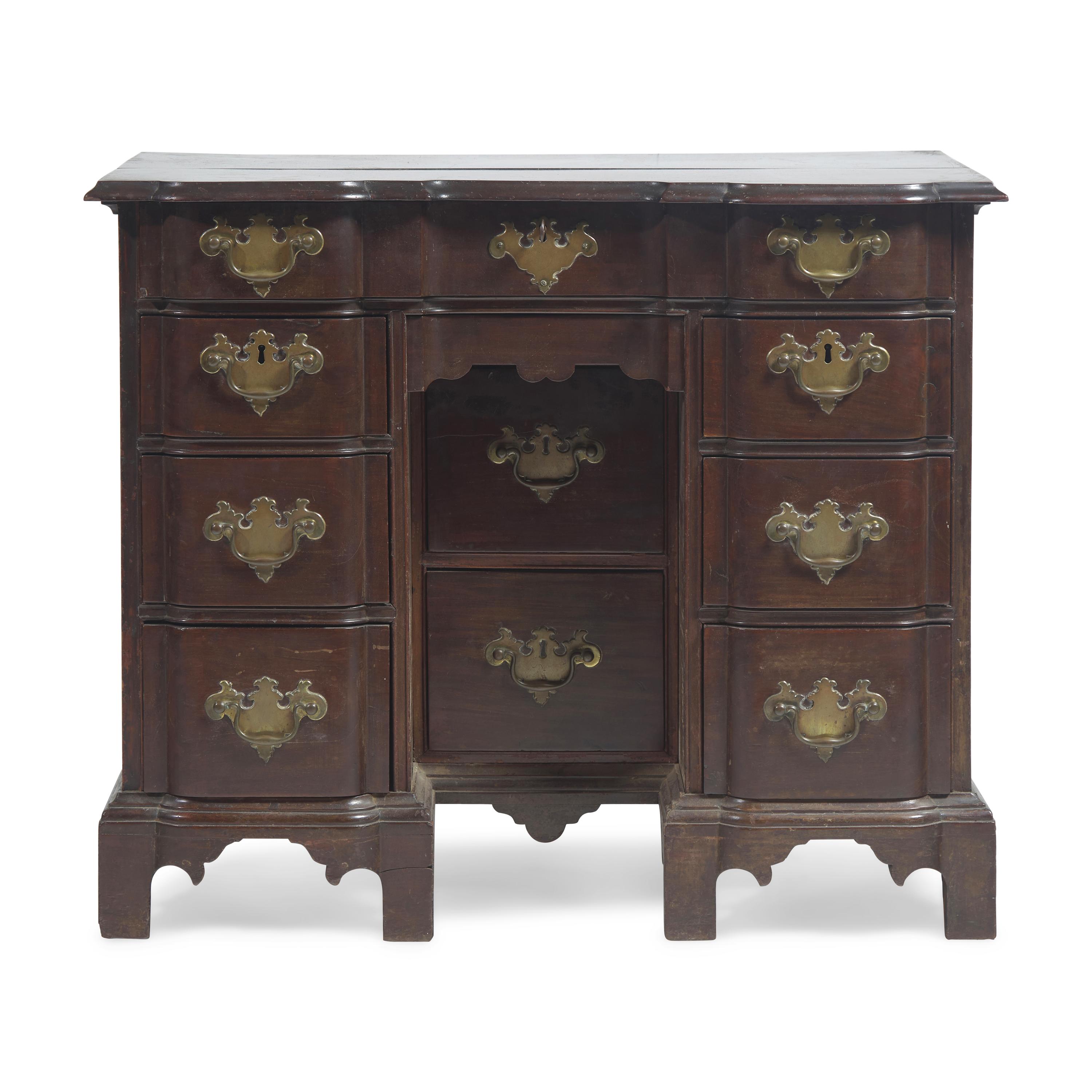A Chippendale Mahogany Block-Front Kneehole Desk