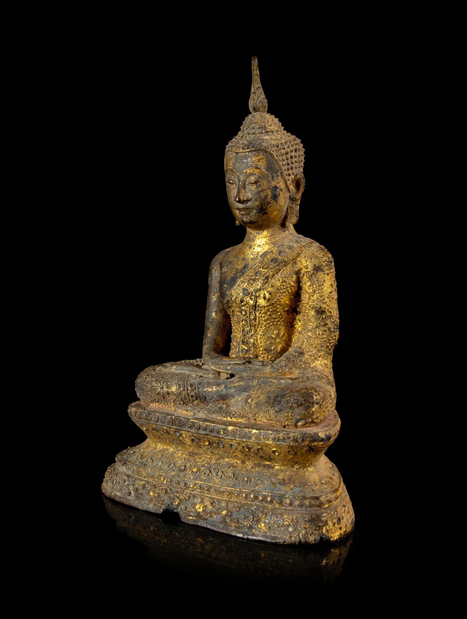 A Thai Gilt Bronze Figure of Buddha