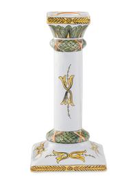 A Set of Four French Faience Candlesticks