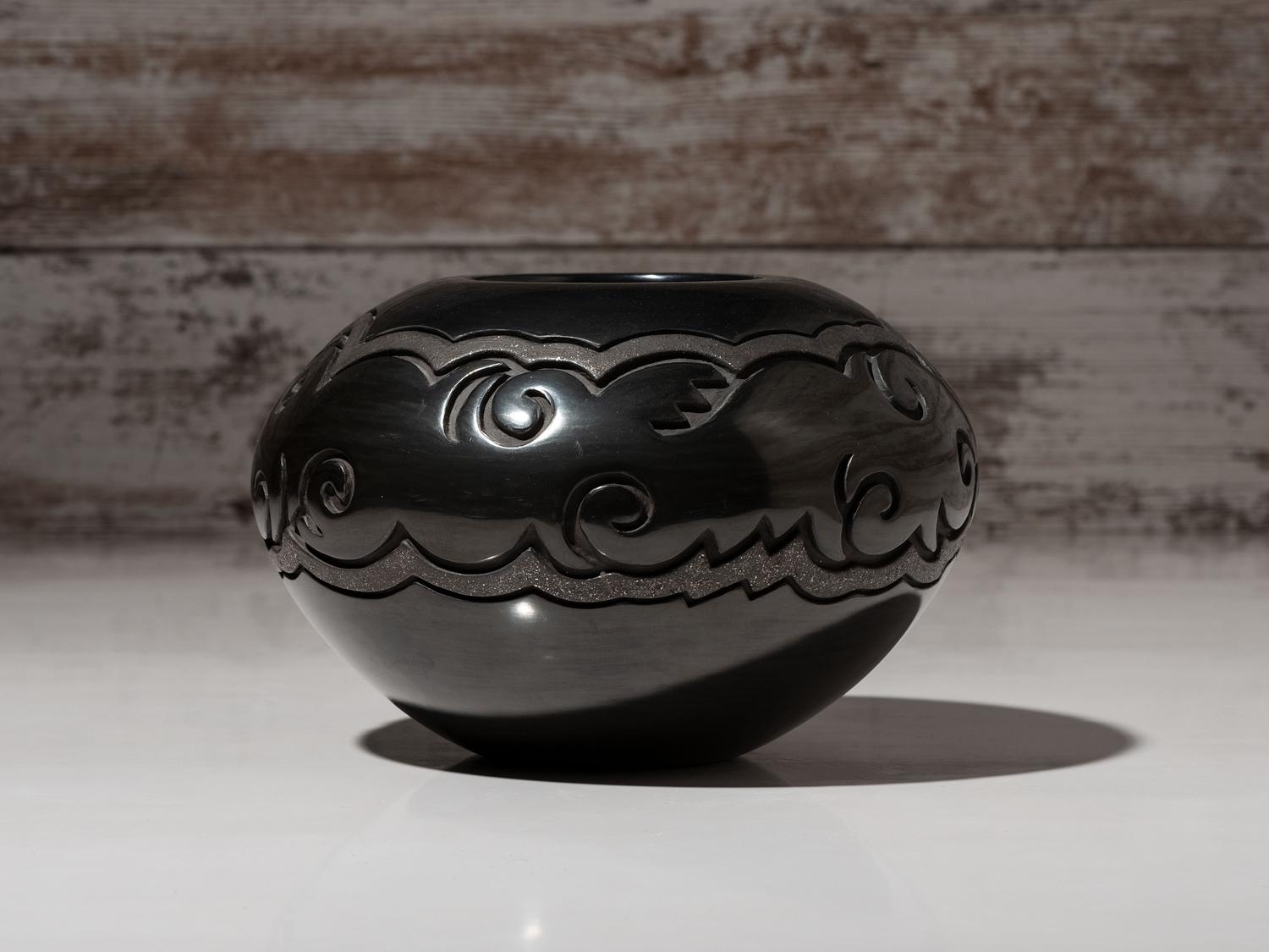 Carved Blackware Pottery Bowl