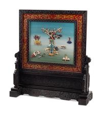 A Chinese Hardstone-Inlaid Floor Screen on Stand