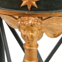 A Pair of Neoclassical Style Painted and Parcel Gilt Marble-Top Tables