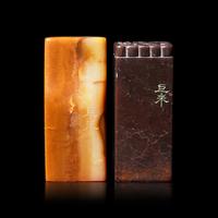 Two Chinese Carved Stone Seals — ‘巨來’款石印兩枚
