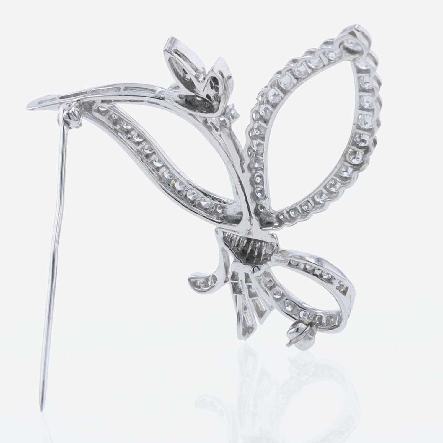A 14K White Gold and Diamond Brooch