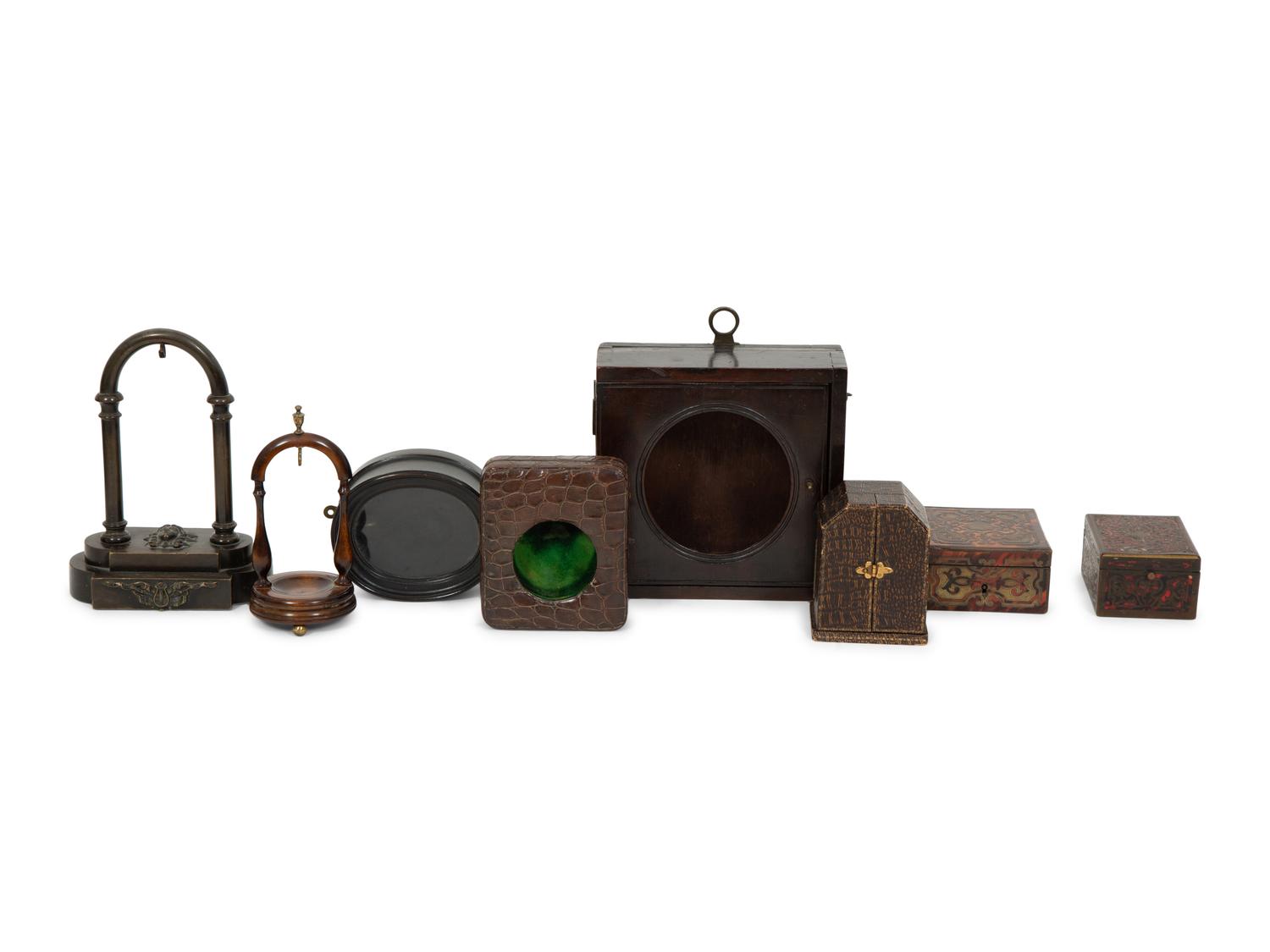 A Group of English and French Pocket Watch Boxes and Stands