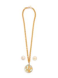 Chanel Goldtone Lucite Pendant & Matching Pair of Ear Clips, 1997
