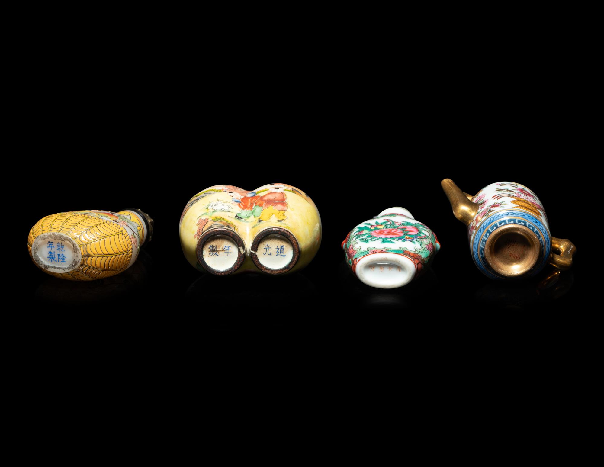 Six Chinese Polychrome Enameled Snuff Bottles
