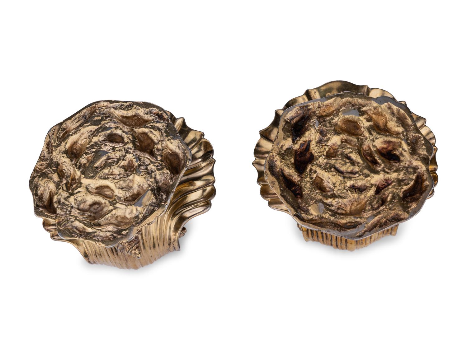 A Pair of George IV Silver-Gilt Shell Form Master Salts