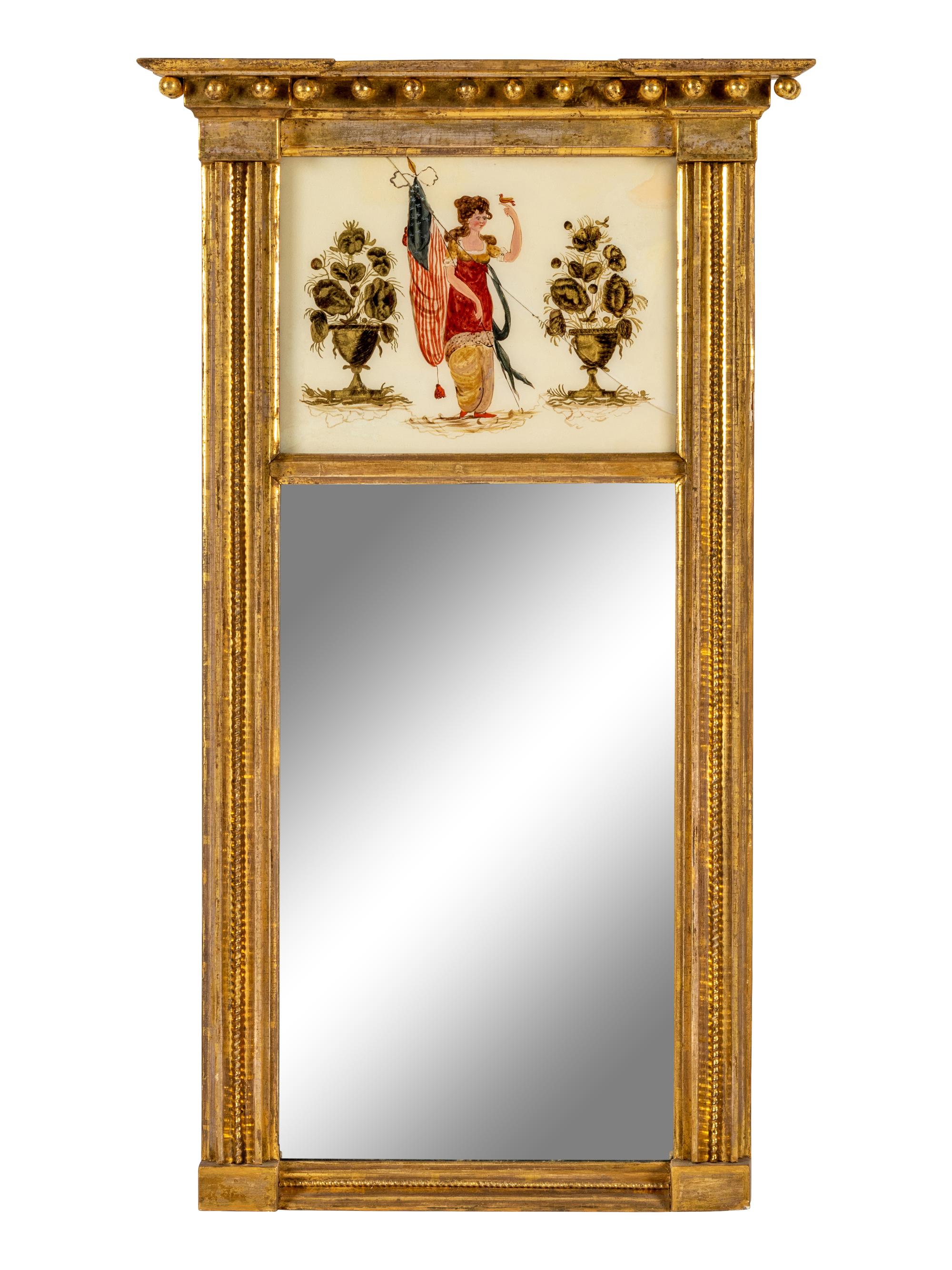 A Federal Style Giltwood Trumeau Mirror
