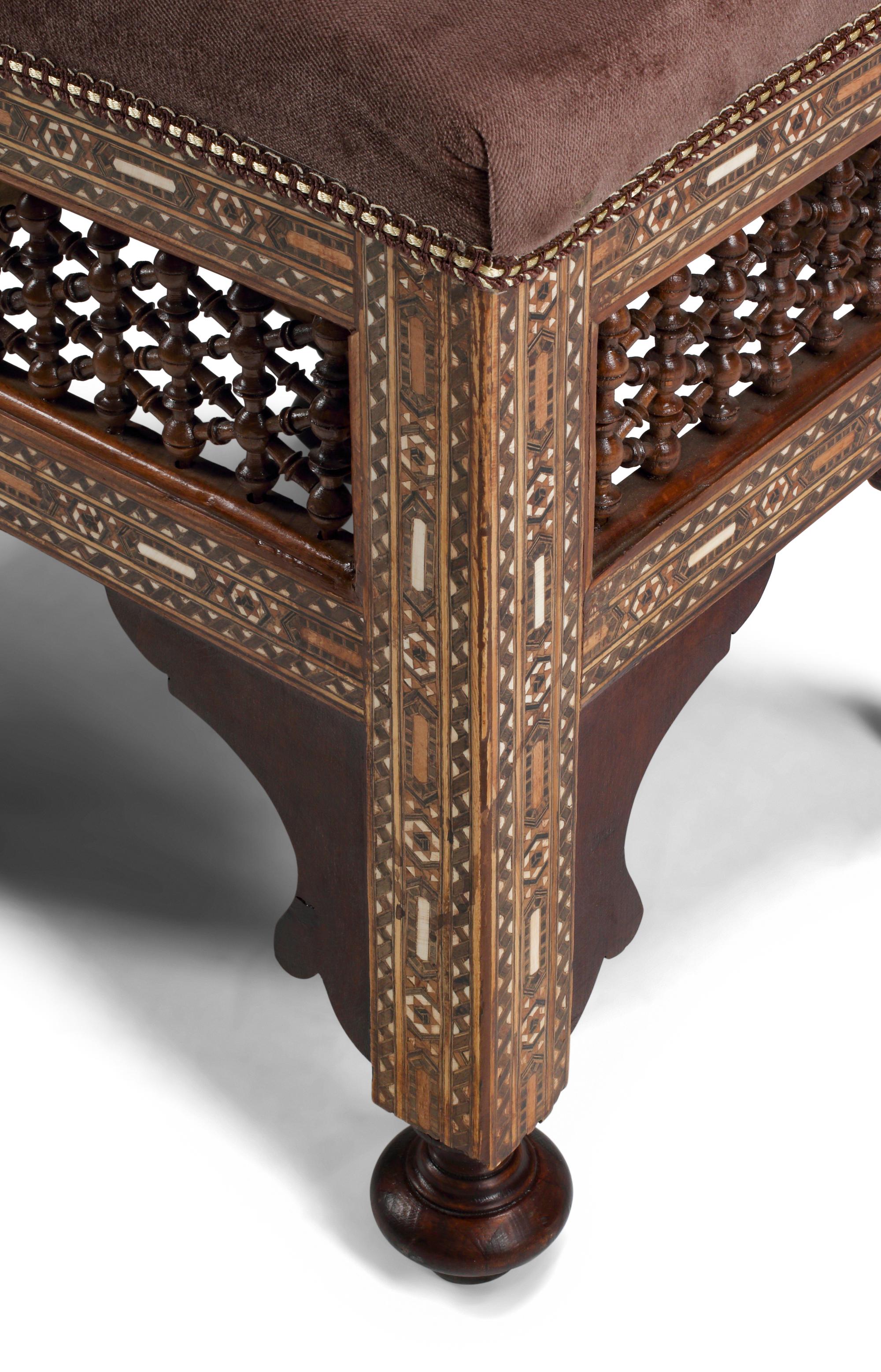 A Pair of Moorish Style Marquetry Stools