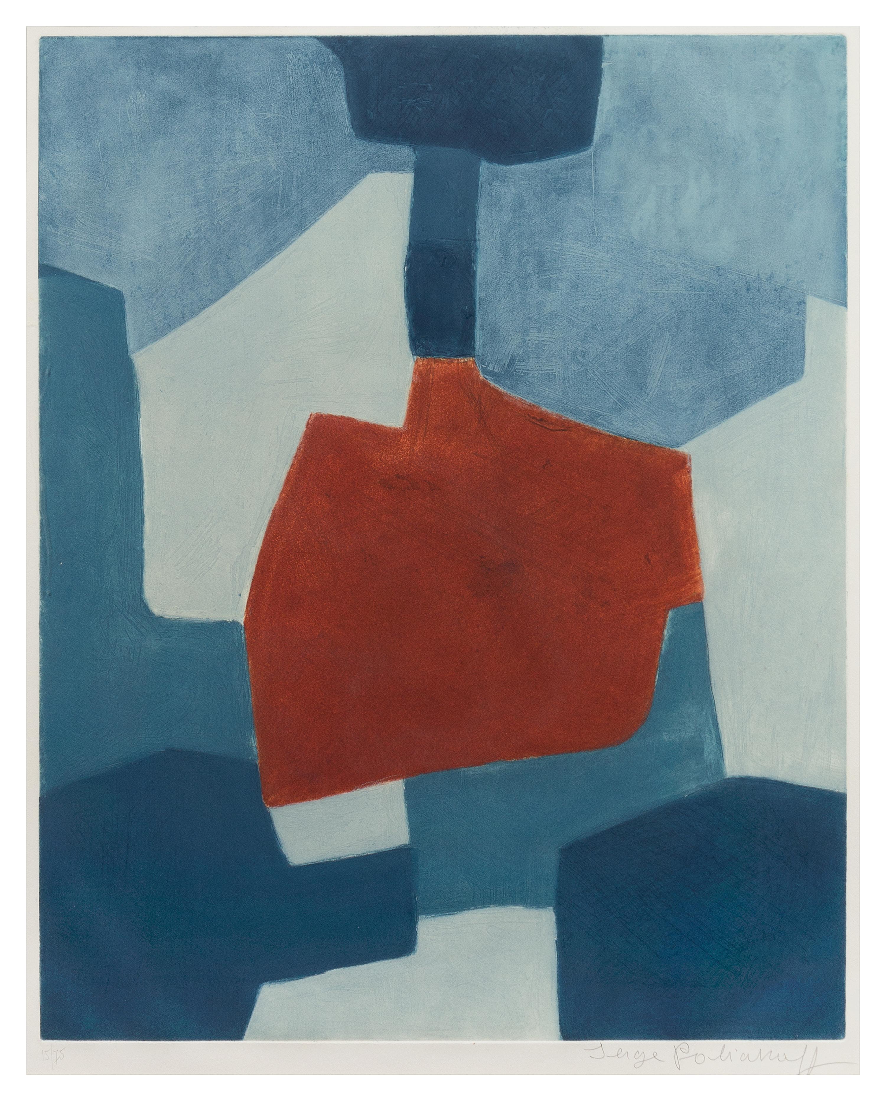 Serge Poliakoff, (French/Russian, 1900-1969), Composition camin, jaune, grise et bleue, 1959. Limited, signed.